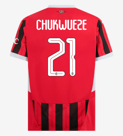 AC Milan Home Chukwueze 21 Champions League Jersey 24-25