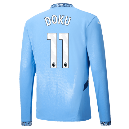 Manchester City Jeremy Doku 11 Home Long Sleeve Jersey 24-25