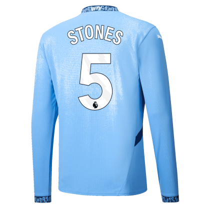 Manchester City John Stones 5 Home Long Sleeve Jersey 24-25