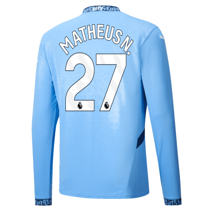 Manchester City Matheus Nunes 27 Home Long Sleeve Jersey 24-25