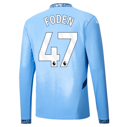 Manchester City Phil Foden 47 Home Long Sleeve Jersey 24-25