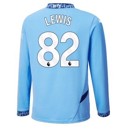 Manchester City Rico Lewis 82 Home Long Sleeve Jersey 24-25