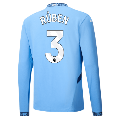 Manchester City Ruben Dias 3 Home Long Sleeve Jersey 24-25