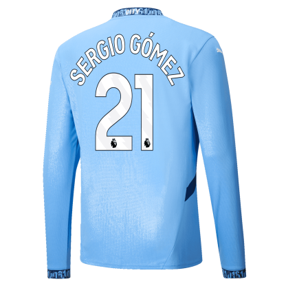 Manchester City Sergio Gomez 21 Home Long Sleeve Jersey 24-25