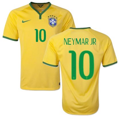 Brazil Home Neymar Jr 10 Retro Jersey 2014