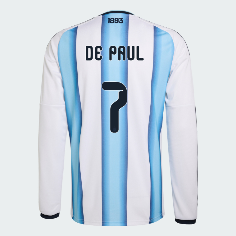 Argentina Home DE PAUL 7 World Cup Long Sleeve Jersey 2026