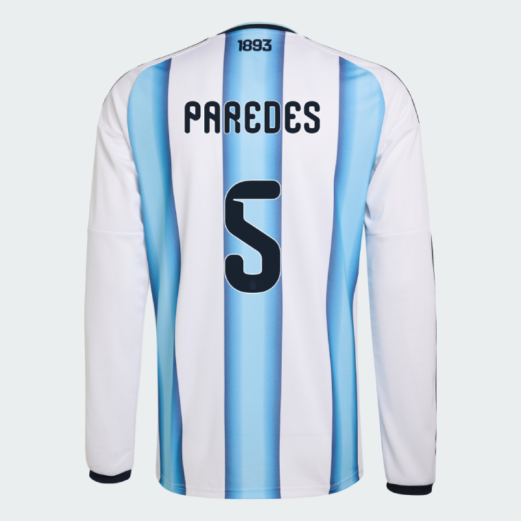 Argentina Home PAREDES 5 World Cup Long Sleeve Jersey 2026 (Player Version)