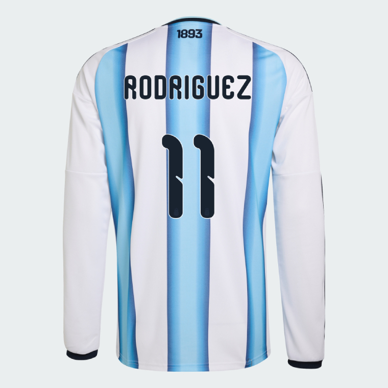Argentina Home RODRIGUEZ 11 World Cup Long Sleeve Jersey 2026 (Player Version)