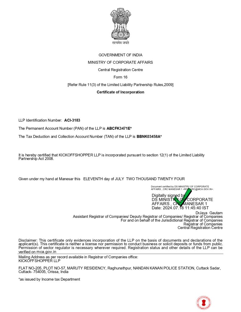 Certificate of Incorporation